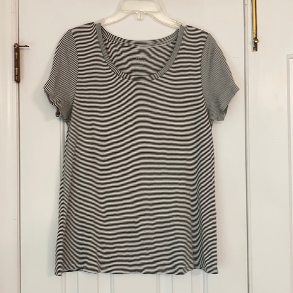 J. Jill green and white striped tee